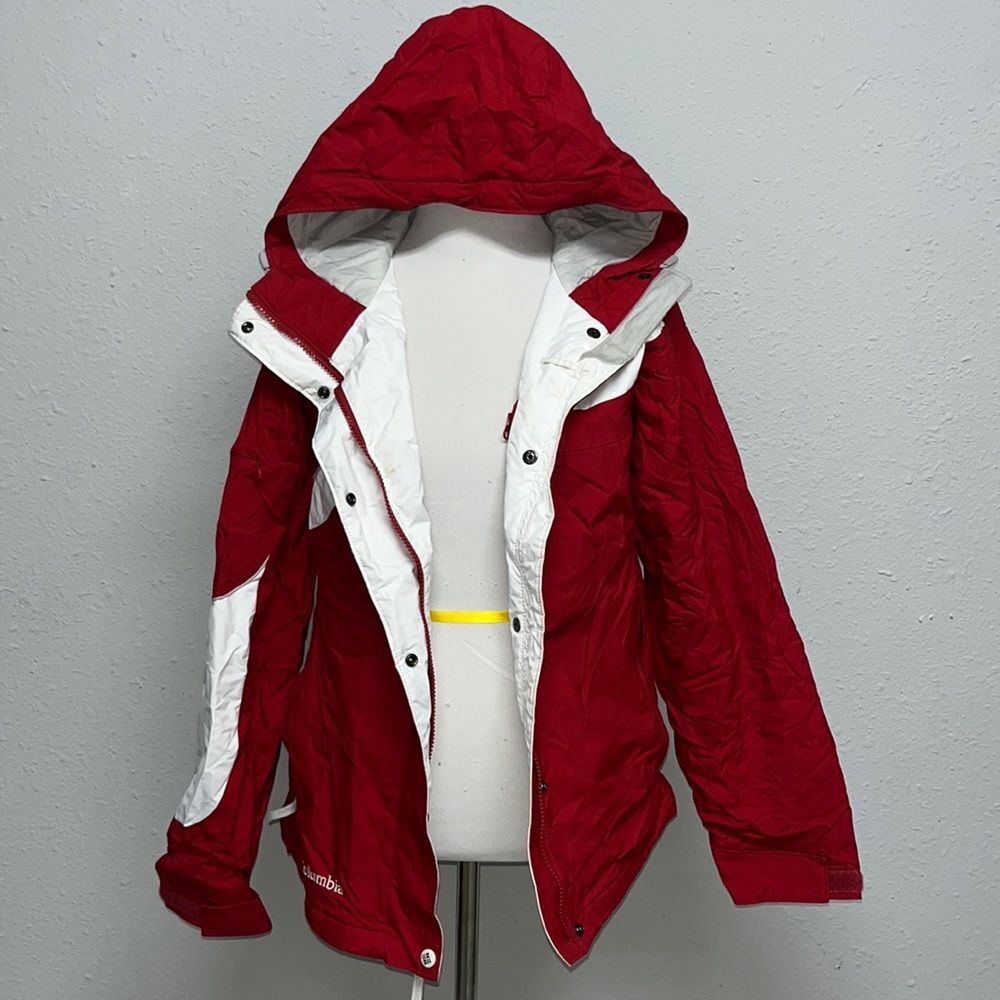 Vintage? Columbia Nylon Jacket Red & White Womens Size Small Cold Weather Jacket